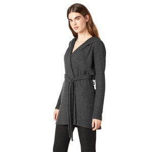 BEYOND YOGA Waffle Knit Easy Tie Hoodie Wrap in Charcoal